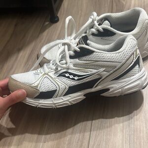 Saucony White Tan and Black Mesh Running Sneakers - Women